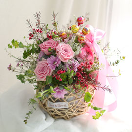 Spring elegance - Roses the pink(꽃바구니에서 사탕은 빠짐) 꽃배달