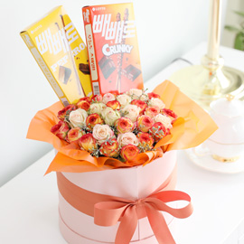 [빼빼로데이] Tangerine flowerbox - 탠저린 장미 플라워박스 꽃배달